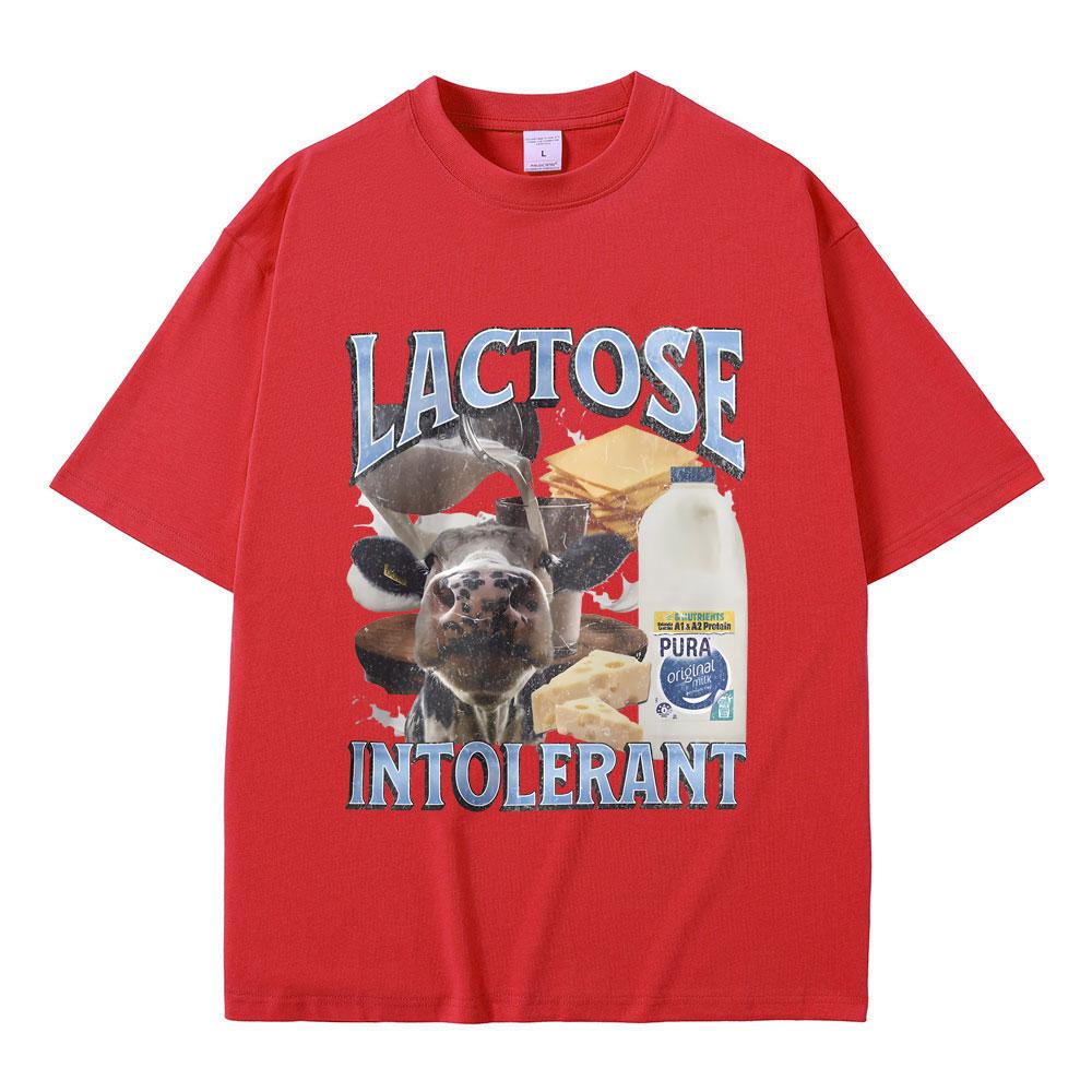 Laktoseintolerant Grafisk T-skjorte Herremote Høy Kvalitet Bomulls T-skjorter Menn Kvinners Casual Oversized Kortermet T-skjorte