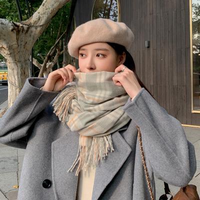 New British College Style Imitation Cashmere Plaid Tassel Scarf Women's Japanese and Korean Striped Lady Couple Scarf