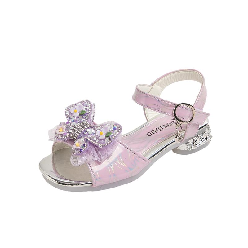 

Princess Children Girls Fancy Sandals Soft Bottom Open Toe Shoes Girls Dress Performance Princess Sandals 30 фіолетовий