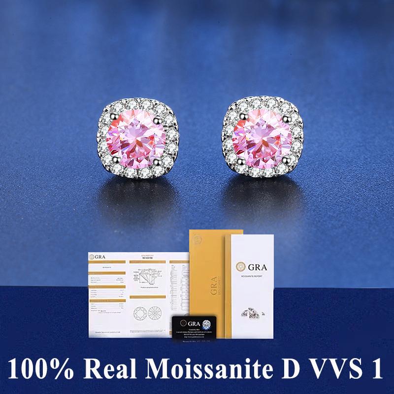 D VVS1 Moissanite Stud Earrings For Women Pass Diamond Tester Pen S925 Platinum Plating Moissanita With 2 GRA Certificates