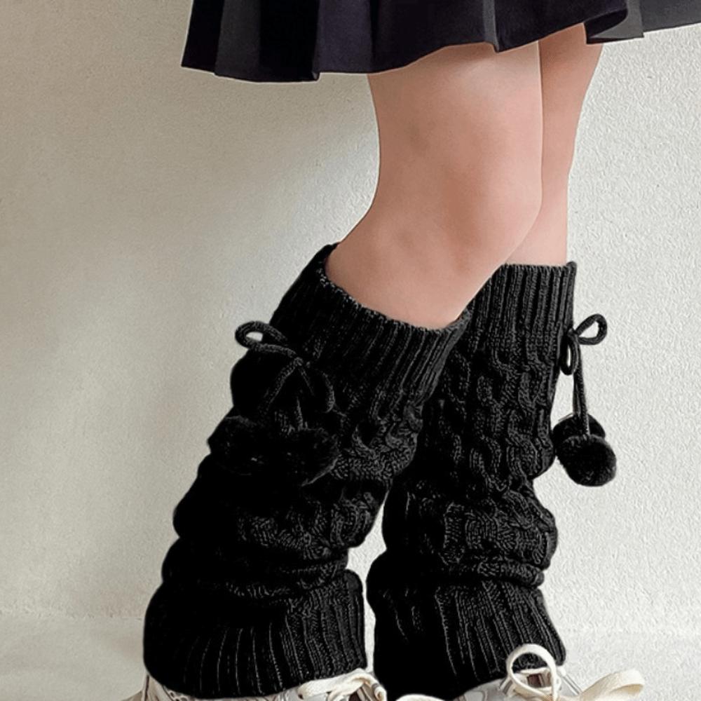 Balletcore Children s Leg Warmers Korean Style Plush Ball Leg Socks  Autumn/Winter чёрный