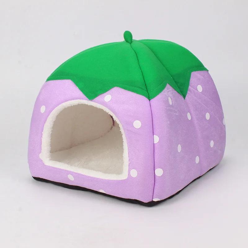 Haustiernest Erdbeere Hamsterhaus Warm und Bequem Kleintierbett Hütte Käfigzubehör für Herbst Winter Haustierzubehör