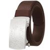 3.5Cm Nylon Braided Belt For Men, Button Head Closure Toothless Stainless Steel Buckle Ly36-61927-3