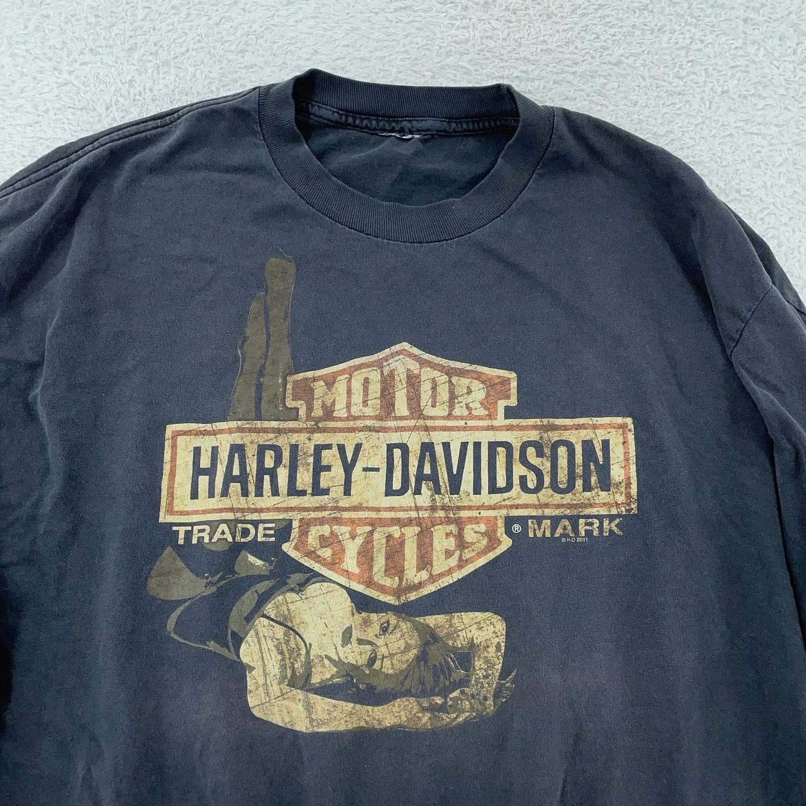 Выцветшая футболка с длинным рукавом Harley-Davidson Pinup Girl L Seaford Delaware Байкер M