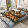 3pcs Festive Snow Cottage Christmas Duvet Cover Set Cozy Winter Holiday Theme with Illuminated House Print 1 Duvet 2 Pillowcases