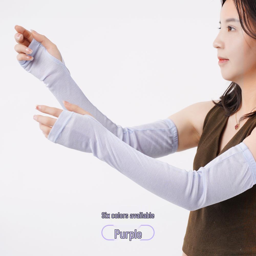 Women's Tencel Sun Protection Ice Sleeves - UV-Resistant, Breathable Arm Covers for Summer Cycling and Driving