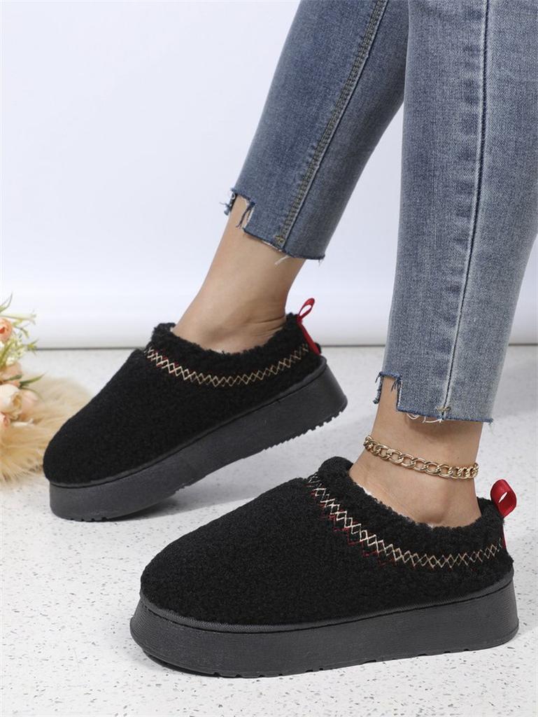 Thick-soled lamb wool snow shoes 22 autumn and winter new bag head wear velvet warm cotton shoes slippers