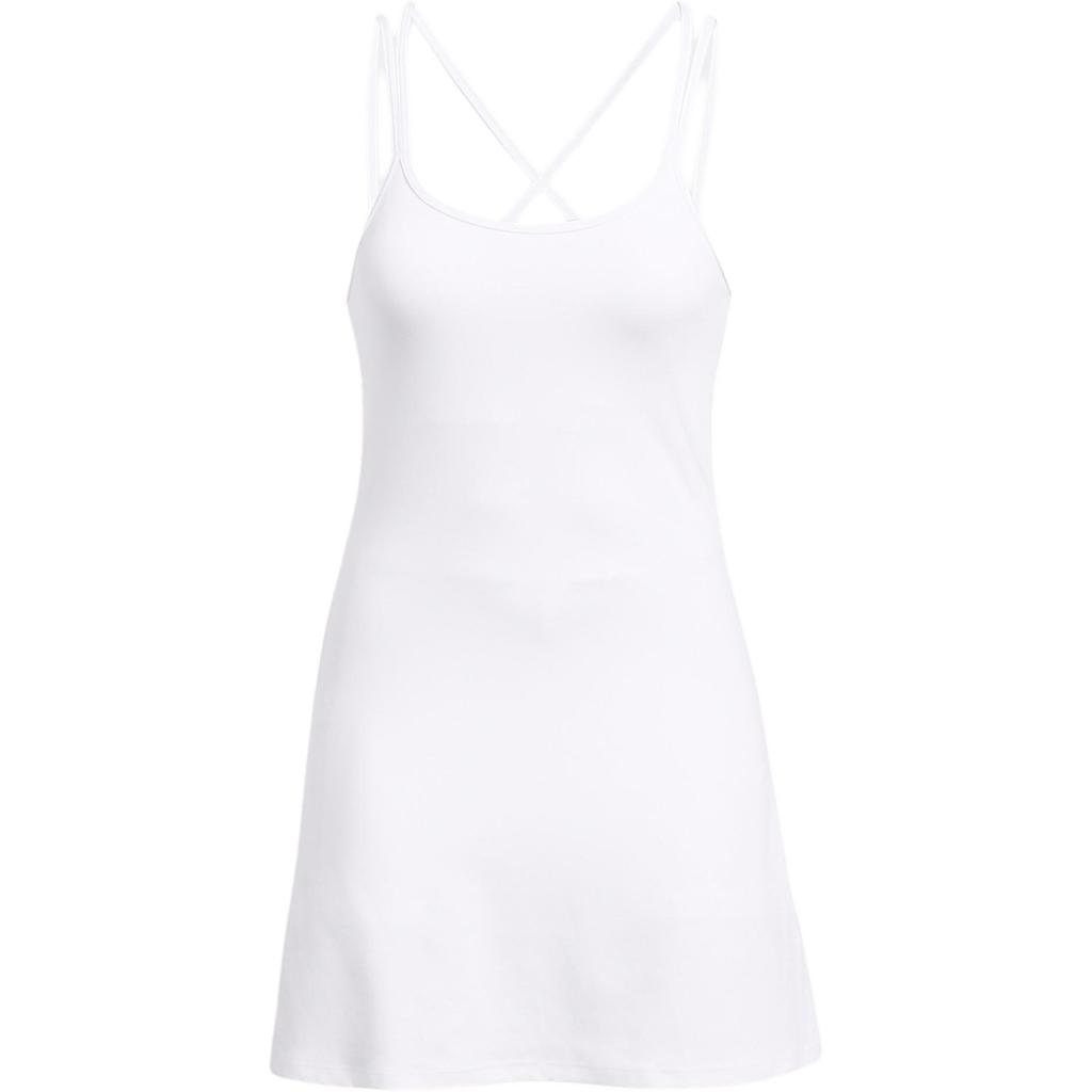 Under Armour UA Meridian Solid Color Midi Slim Fit Sleeveless Dress Women Dresses White 1383666-100