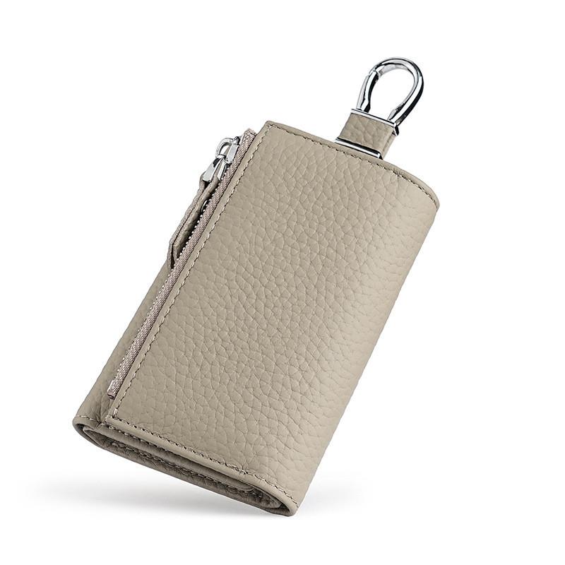 Genuine Leather Key Wallet With Zipper Coin Purse For Women Home Storage