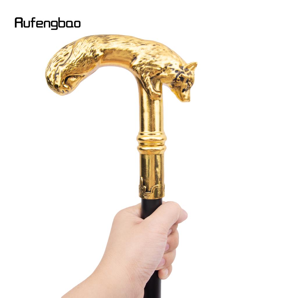 Goldener Wolf-Gehstock, modischer dekorativer Gehstock für Gentleman, eleganter Cosplay-Gehstock, Knauf, Bischofsstab, 90 cm