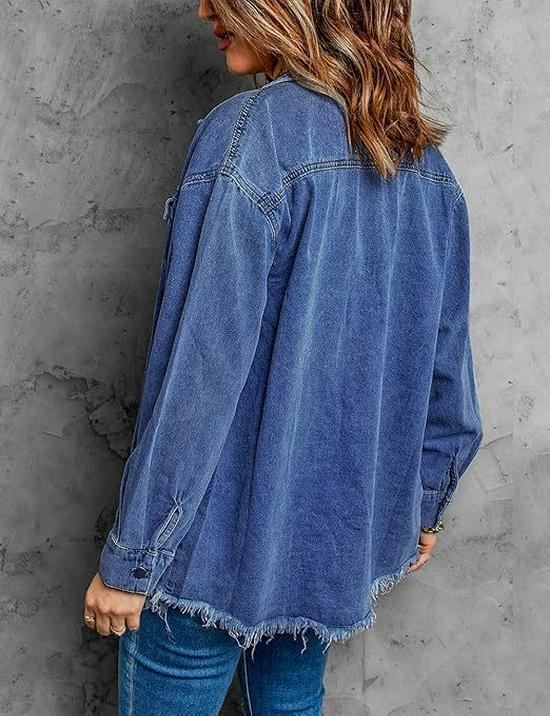 Women's Lightweight Fashion Denim Button-Up Shirt Jacket