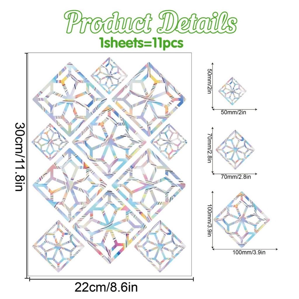 Christmas Windows Rainbow Prism Stickers Rainbow Film for Window Glass Clings Static Removable Suncatcher Decal Sticker