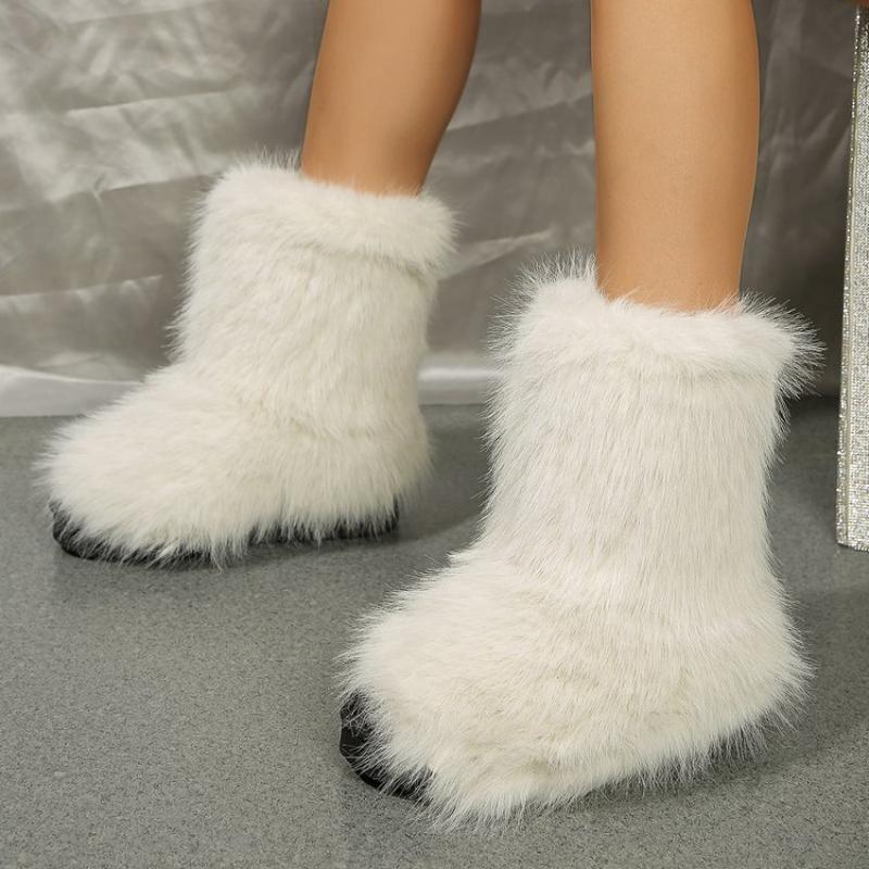 2025 Autumn New Ladies Boots Long Plush Midsole Anti Slip Shoe Fashion Hairy Snow Boot Casual Comfortable Women's Shoes Botas