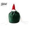 Holiday Candy Packaging Bags Christmas Drawstring Gift with Santa Hat, Reusable Velvet Xmas Goodie Sacks, Festive Eve Treat Pouches Apple Pouch