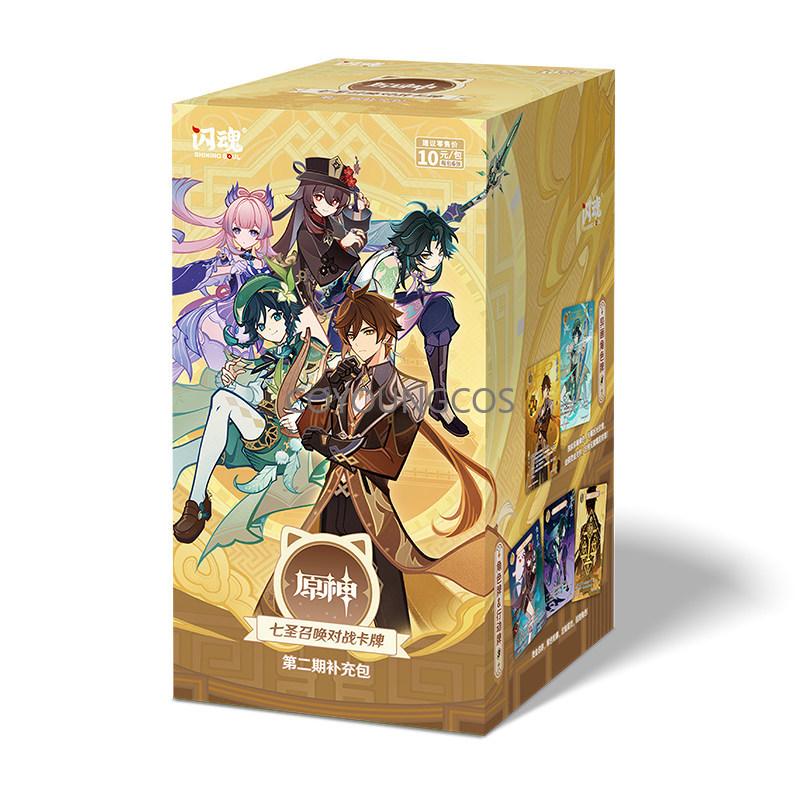 Επίσημο Genshin Impact Genius Invokation TCG Κύμα 2 Πακέτο Booster Κάρτα Μάχης Χρυσή Μεμβράνη Λέιζερ Zhongli Venti Παιχνίδι
