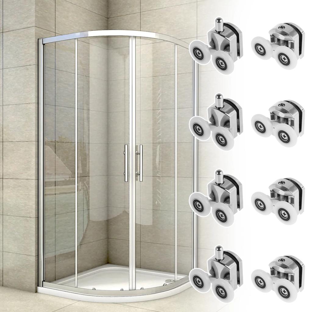 Duschtürrollen Duschtürrolle aus Aluminiumlegierung Gute Stabilität Gebogene Duschtürrolle Einfach zu installierende Rolle Einfach zu