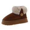 Snow boots with velvet, warm and non-slip for home wear 2025 winter new women's heightened thick-soled fluffy cotton shoes