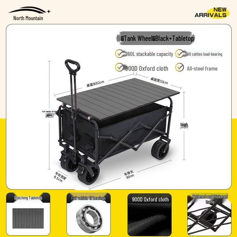 Faltbarer Outdoor-Camping-Handwagen und Picknick-Trolley