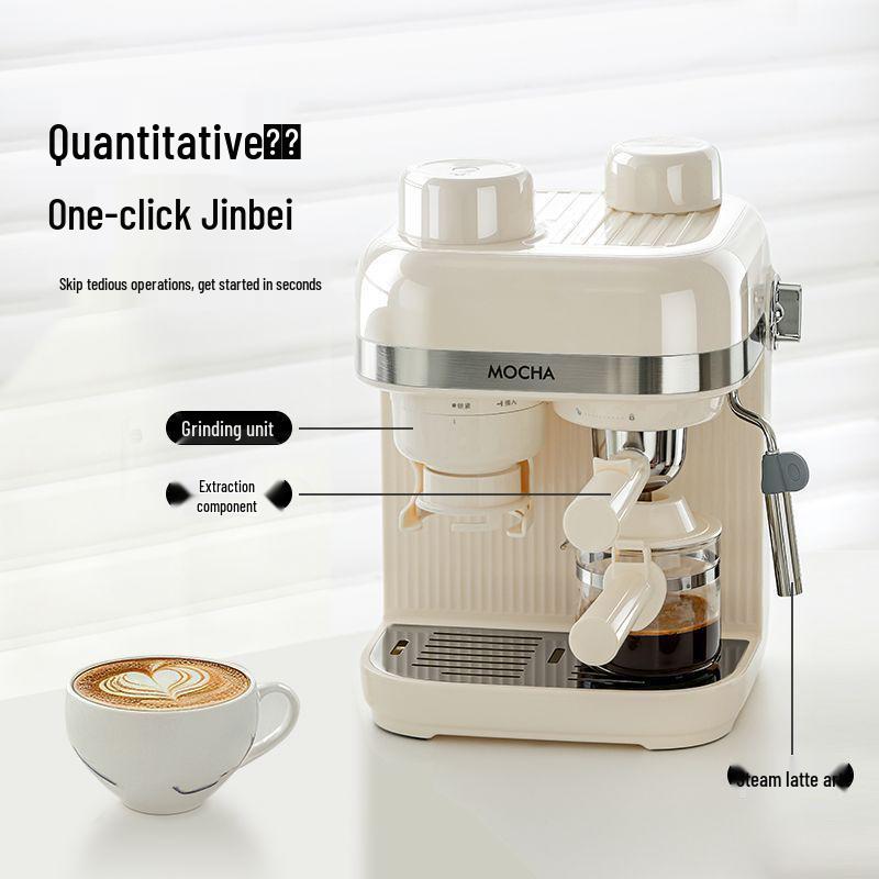 Semi-Automatic Italian Coffee Machine with Built-In Grinder & Milk Frother
