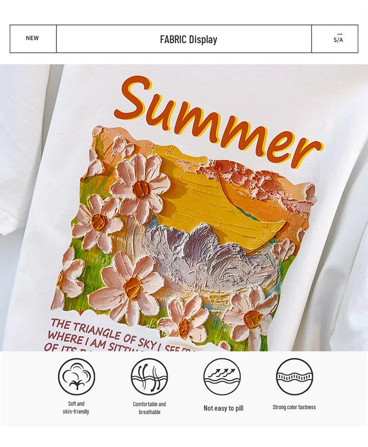 Plus Size Slimming Mid-Length Short-Sleeve T-Shirt (200/300/350 Jin) for Women