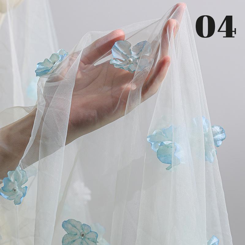 50*135cm Exquisit Fantasy Blume Tüll Schleier Stoff Hintergrund Dekoration Hochzeitskleid Kinderbekleidung 3D Blumen Mesh Stoff