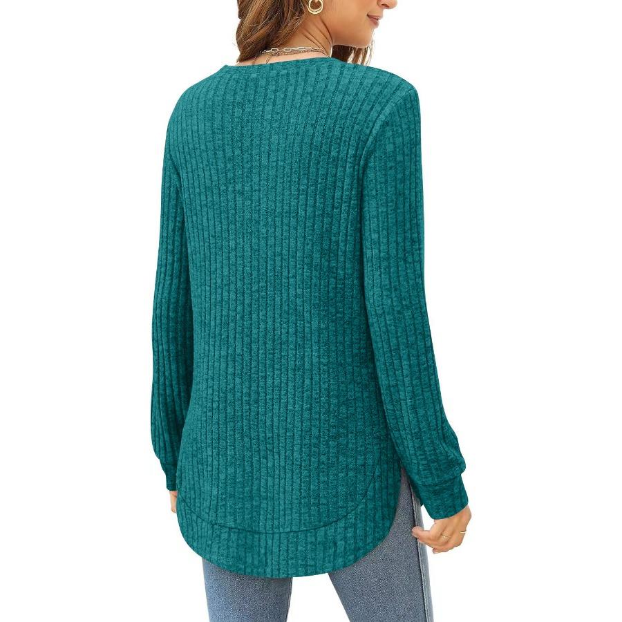 Autumn Winter Top for Women Solid Round Neck Long Sleeve Matte Loose T-shirt
