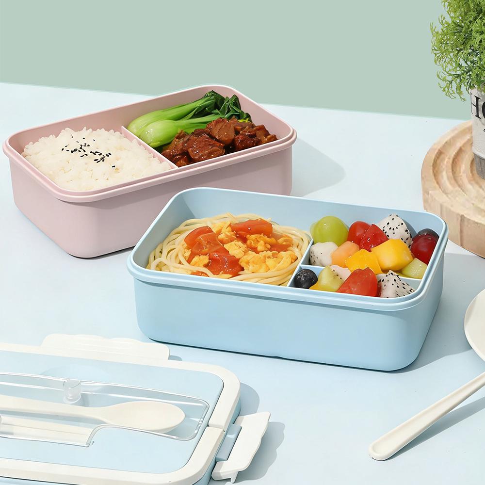 Wheat Straw Lunch Box Set - Microwave Safe & Sealed for Students and Office Workers