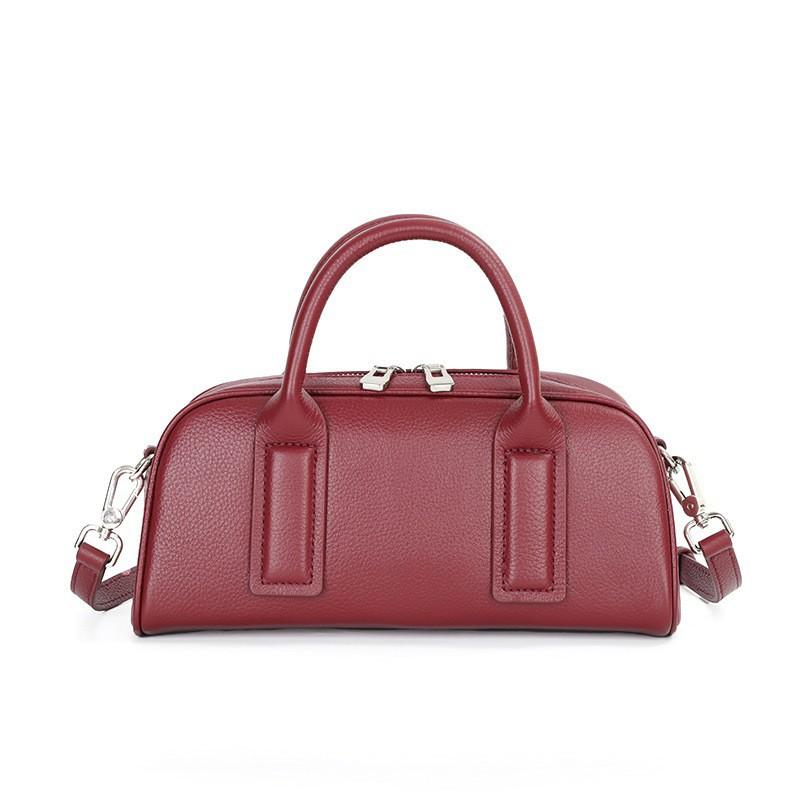 Natural Drop Leather Women's Bag Fashionable Simple Portable Single Shoulder Retro Niche Design Bowling