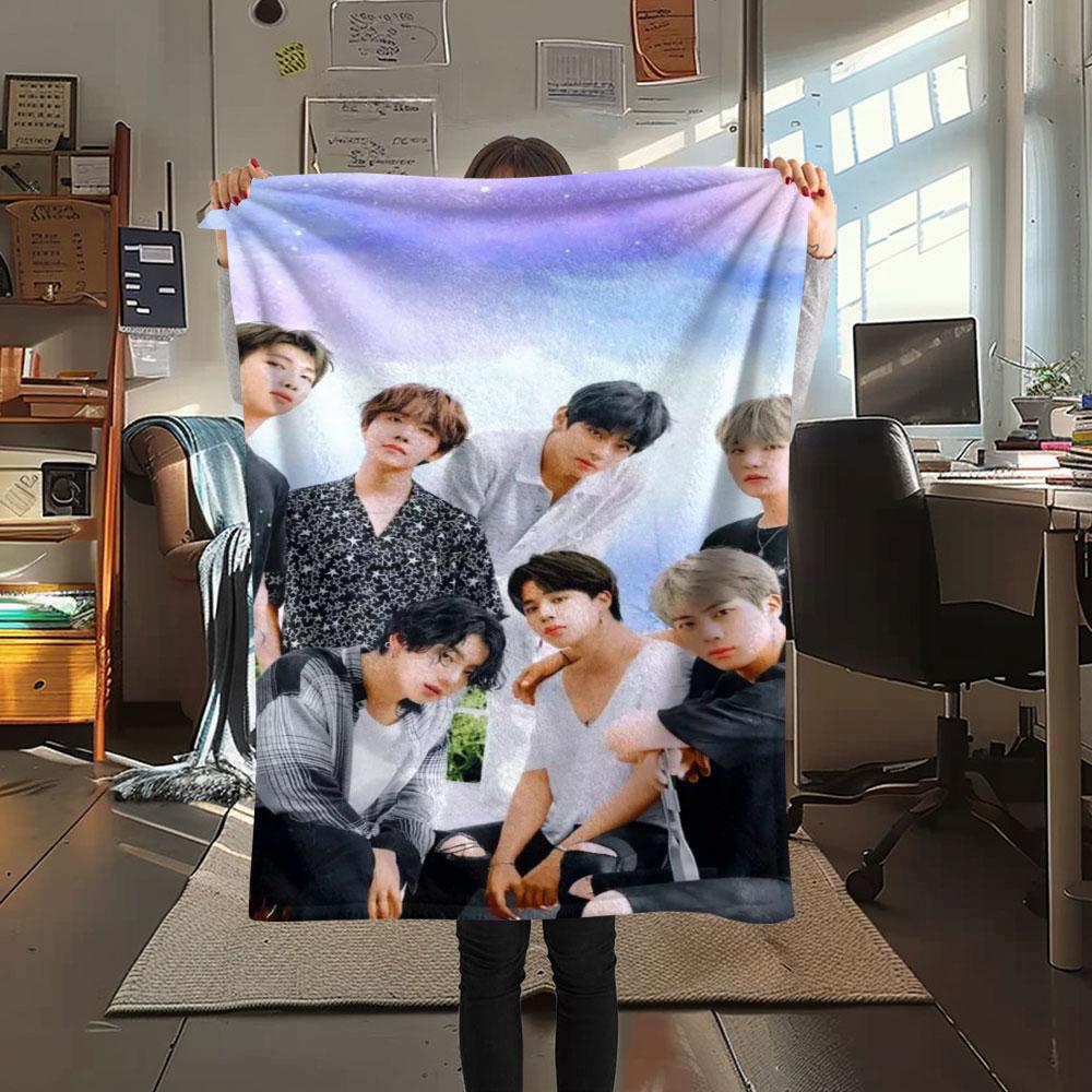 K-POP BTS printing Flannel Blanket Bedroom Sofa Camping Warm blanket Gifts for family and friends-MJ009
