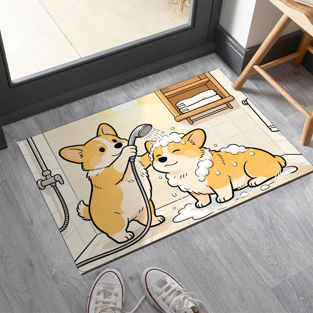 Custom Luxury Designer Non-slip Soft Absorbent Bath Mat Soft Diatom Mud Stone Pink Floral Pattern Brown and Blue Bath Rugs Hotel
