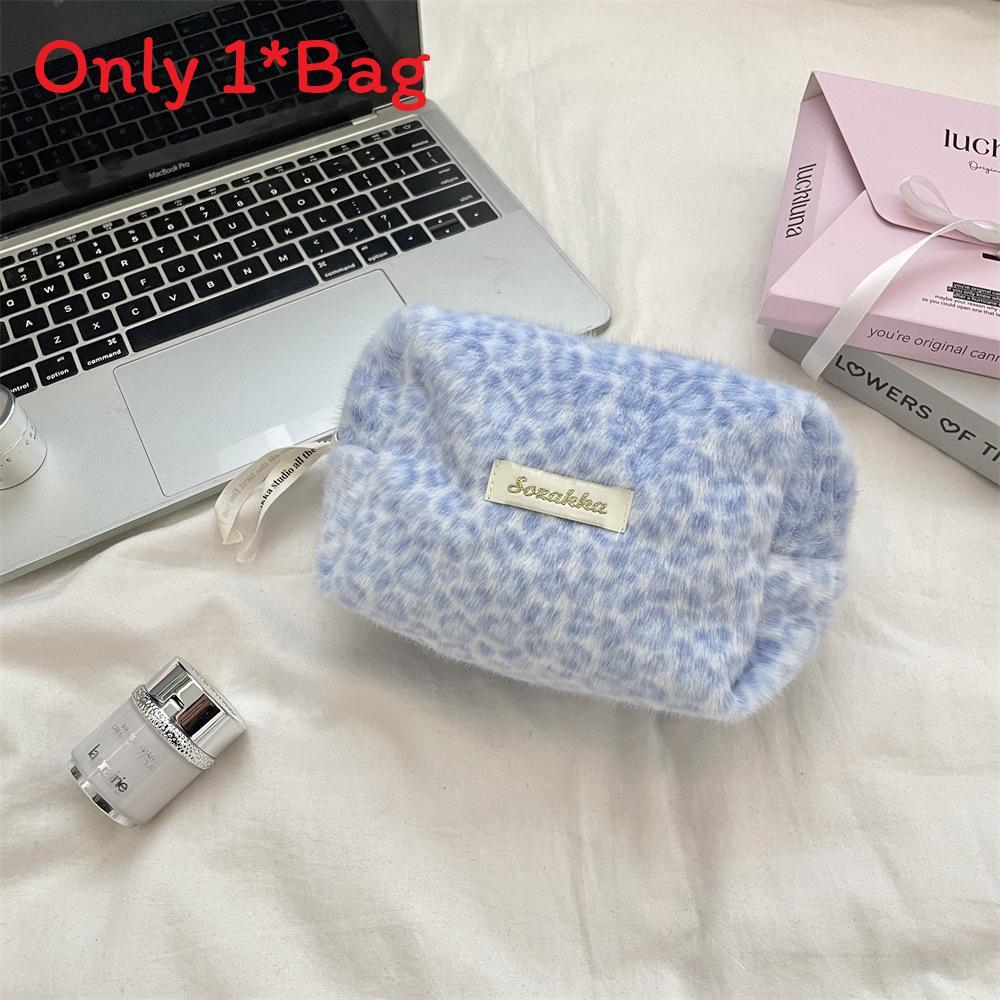 Plush Makeup Storage Bag With Large Capacity For Travel And Beauty Organization