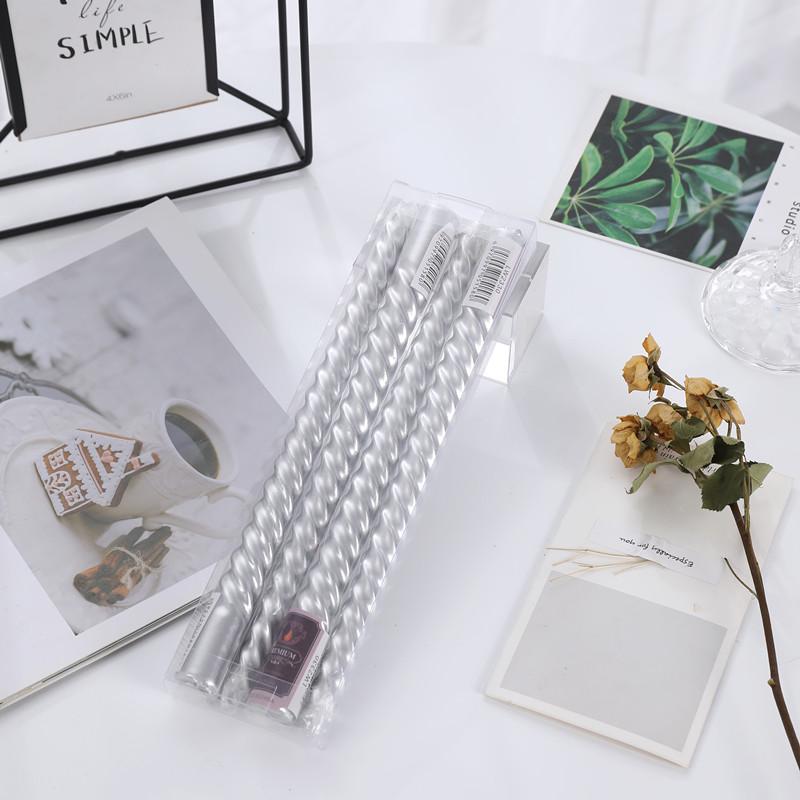 Electroplated Colored Spiral Long Stick Candle - Ideal for Christmas, Weddings, Birthdays, and Romantic Decor.