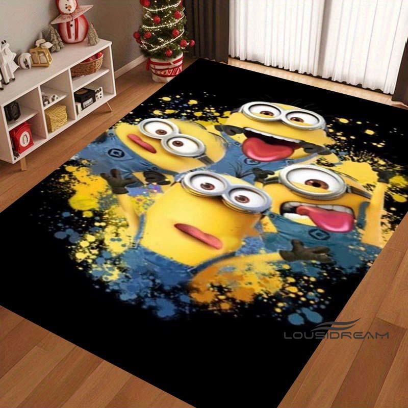 Cute Cartoon 3D-Printed Minions Rug—Suitable for Living Rooms, Bathrooms, Creative Doormats, Bedroom Rugs, and More.