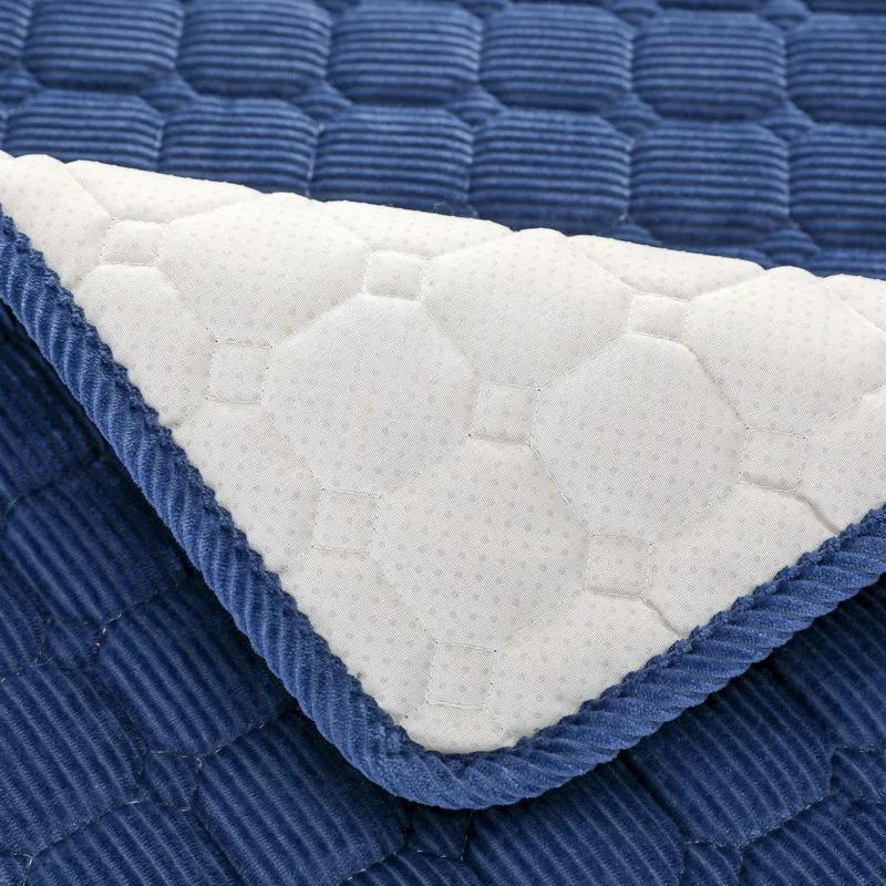 Dickes warmes Plüsch-Sofakissen, Europa, Winter, rutschfestes Kissen, modernes Gitter-Sofatuch, weißes Sofabezug mit breiter Kante und Spitze, für Wohnzimmer