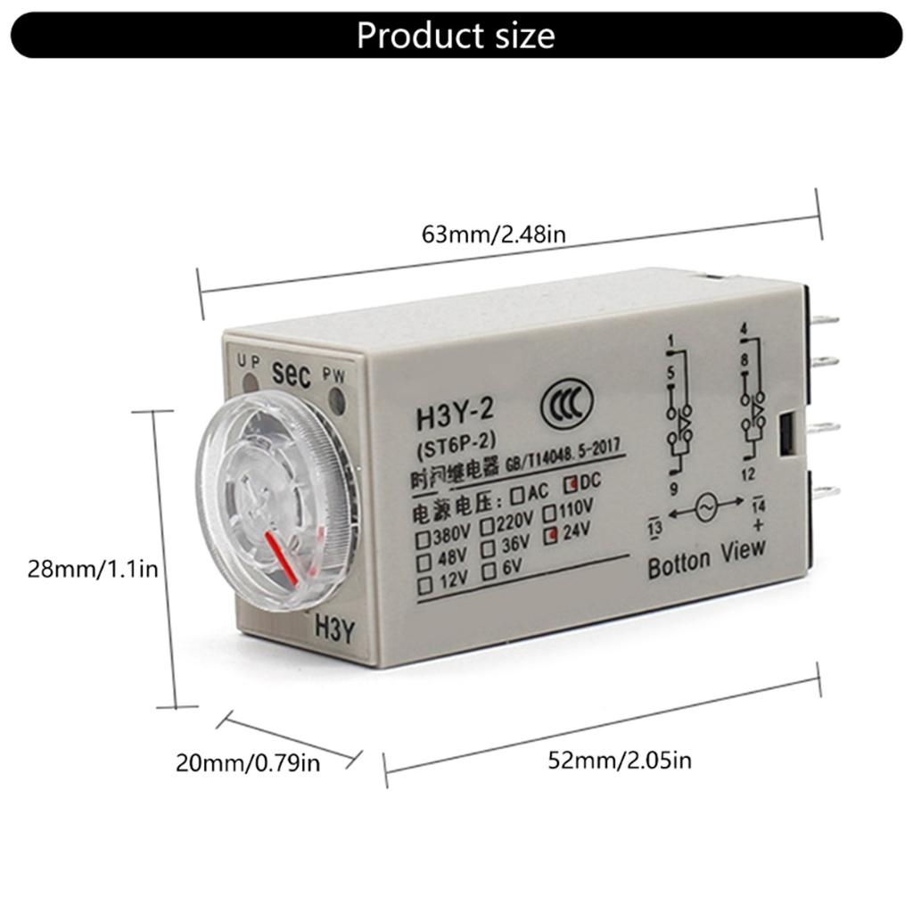 Power On Delay Rotary Knob 0-60S Timers Timing Time Relays Replacement Delay Timers With Base Socket Easy To Use