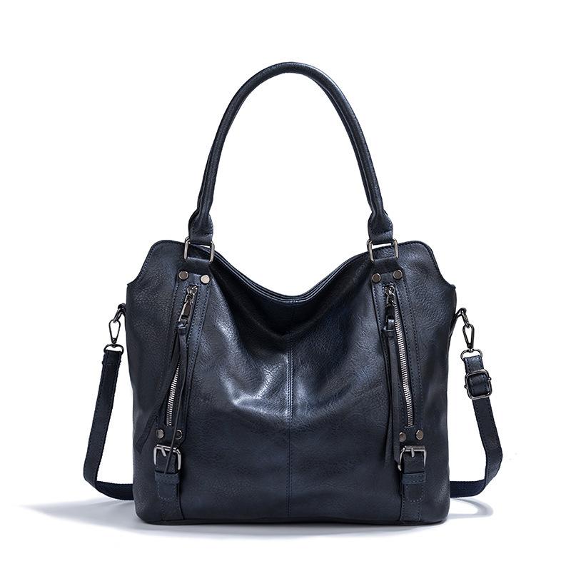 New Women's Bag Fashion Retro Korean Temperament Solid Color Soft Skin High Capacity Trend Versatile Lady Shoulder Bag