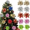 5/50pcs 14.5cm Glitter Artifical Christmas Flowers Mreey Christmas Tree Decoration Happy New Year Ornaments Xmas Fake Flowers