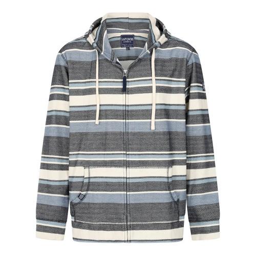 Lazy Jacks Mens Stripe Detail Textured Snug Fit Full Zip Hoodie
