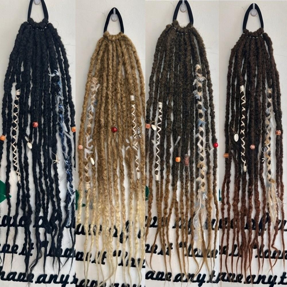 Ombre Women's Braided Wigs Synthetic Twist Braid Hairpiece Textured Dreadlock Ponytail for Women