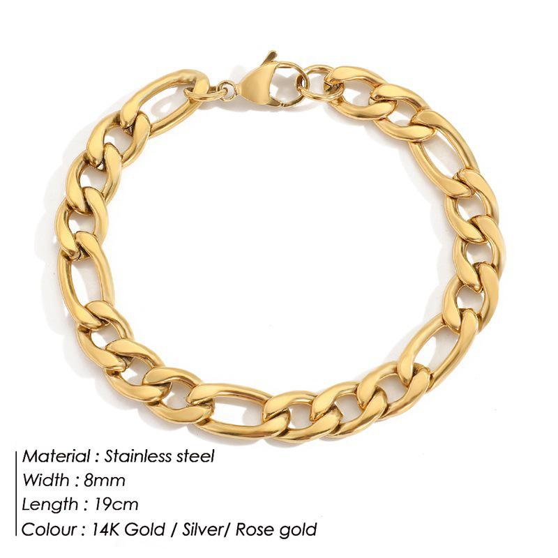 18K Gold-Plated Stainless Steel Figaro Chain Bracelet
