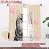 2D flat printing 2pcs Window Drapes Cute Cat Face Yarn Balls Digital Printed Polyester Drapes Holiday Decorations Perfect for