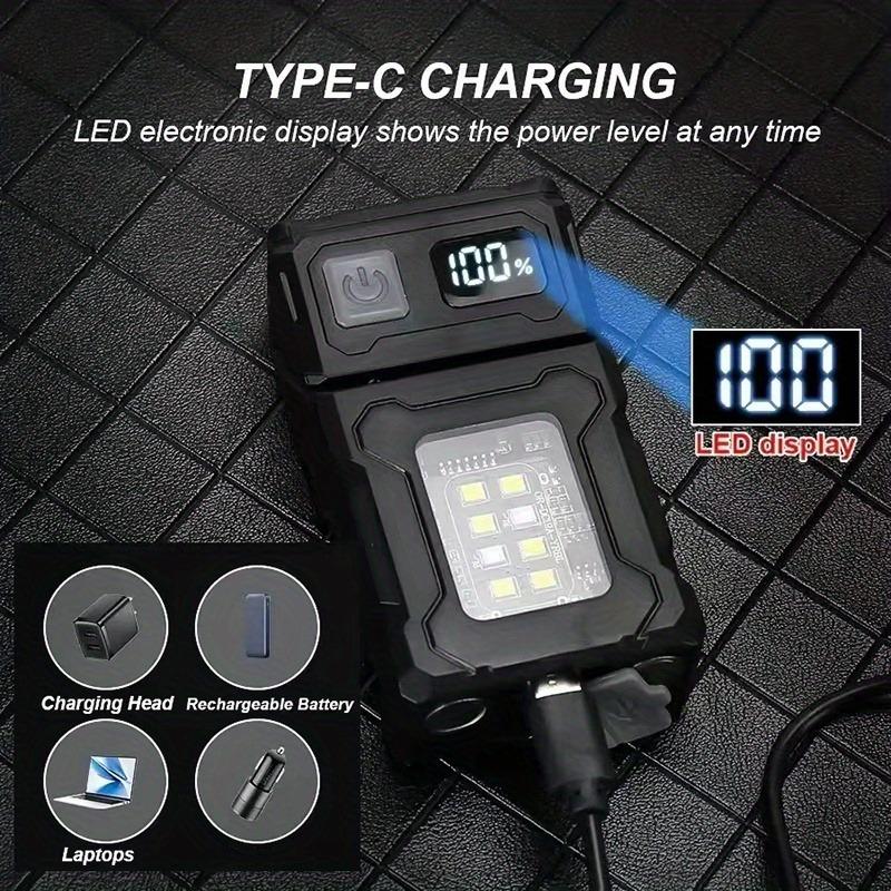 Rotating Ultra Bright Mini LED Flashlight Rechargeable Portable COB Work Light Illumination Suitable for Outdoor Camping Power Outage