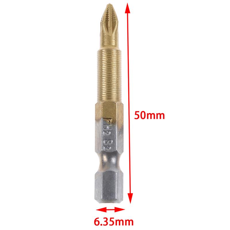5 Dayanıklı Kaymaz Titanyum Kaplamalı Altıgen Şaftlı Ph2 Elektrikli Tornavida Ucu 50Mm