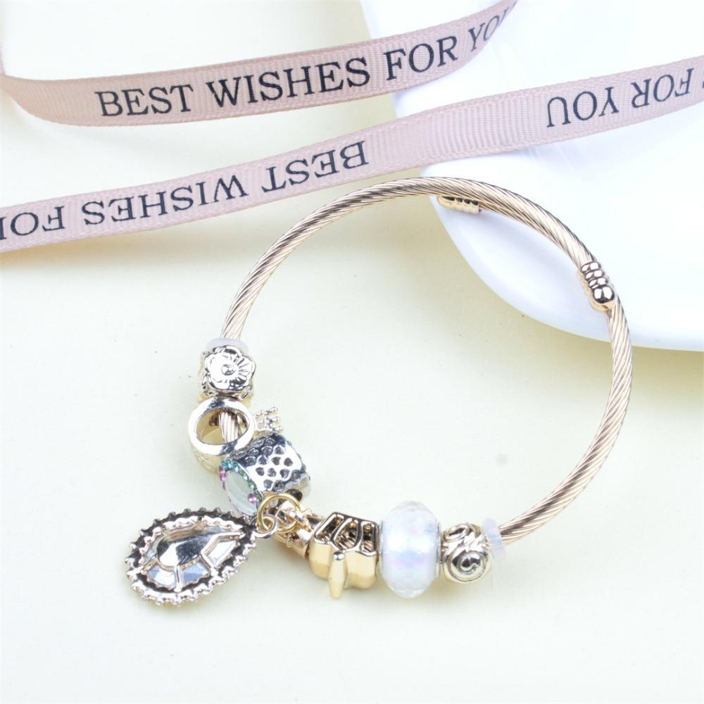 Beaded Bracelet Bangle Multi Element Stainless Steel Copper Alloy Open Spring Snake Bone Chain