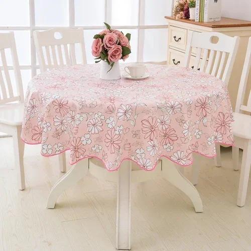 2 Meter Lace Edge Circular Coffee Table Mat PVC Circular Tablecloth Waterproof Anti Scald Anti Oil Wash Free Cloth