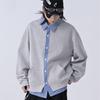 Men's American Retro Faux Two-Piece Air Layer Cardigan Hoodie Jacket