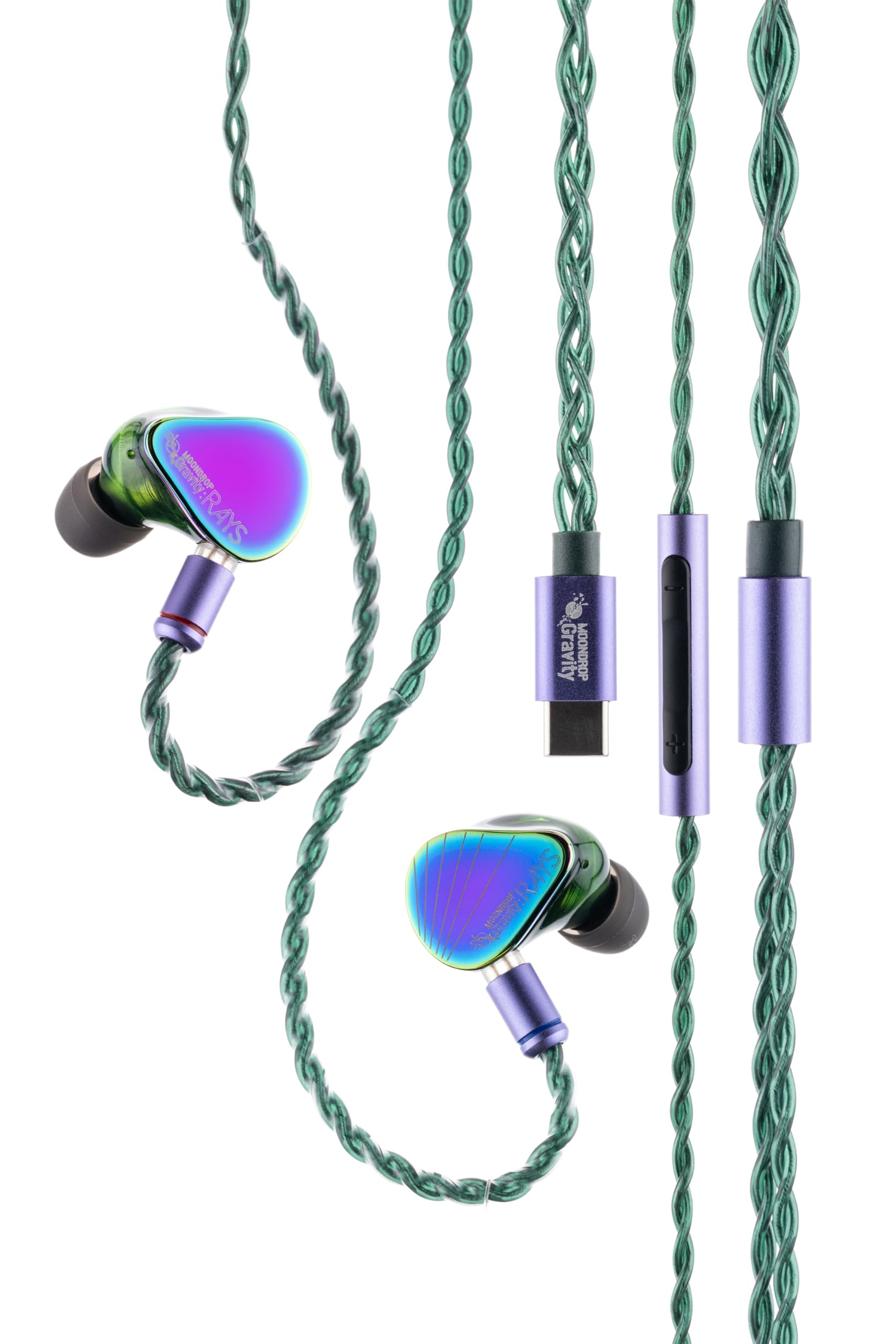 

Проводные игровые наушники-вкладыши Moondrop Rays с микрофоном, тип вкладышей, 2-контактный разъем 0,78 мм, USB-C, регулятор громкости, качество звука HIFI [В комплекте кабель USB-C длиной 1,5 м до