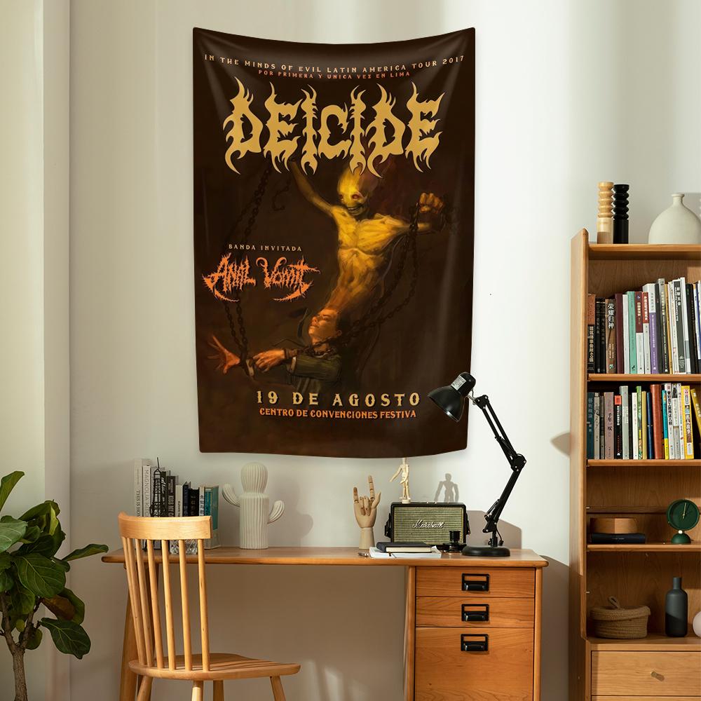 Rock Music Death Metal Band Tapestry Deicides Printed Bedroom Or Home Decor Aesthetics Wall Hanging Covering Cloth Dorm Backdrop