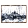 Vintage Istanbul Landscape Iron Wall Art Sign  Hagia Sophia  Mosques Watercolor Artwork   Rustic Metal Decor for Home Garag