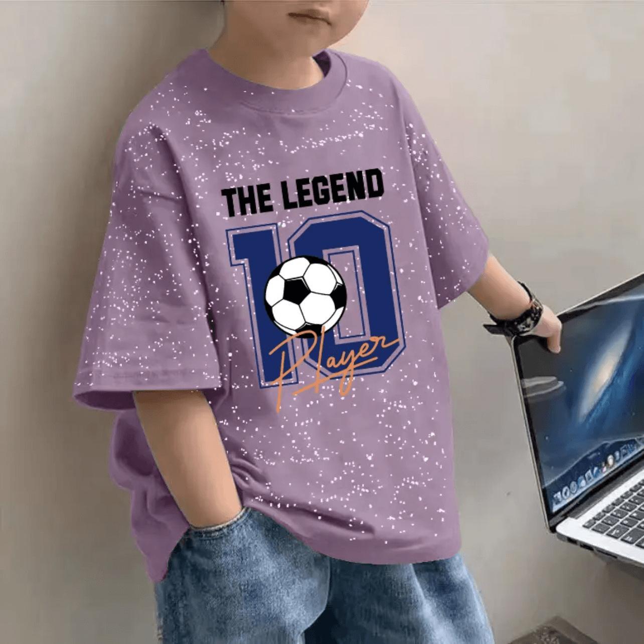 

Мальчиковая хлопковая футболка с коротким рукавом летняя для средних и больших детей повседневная красивая детская мальчиковая с футбольным принтом топы 160cm